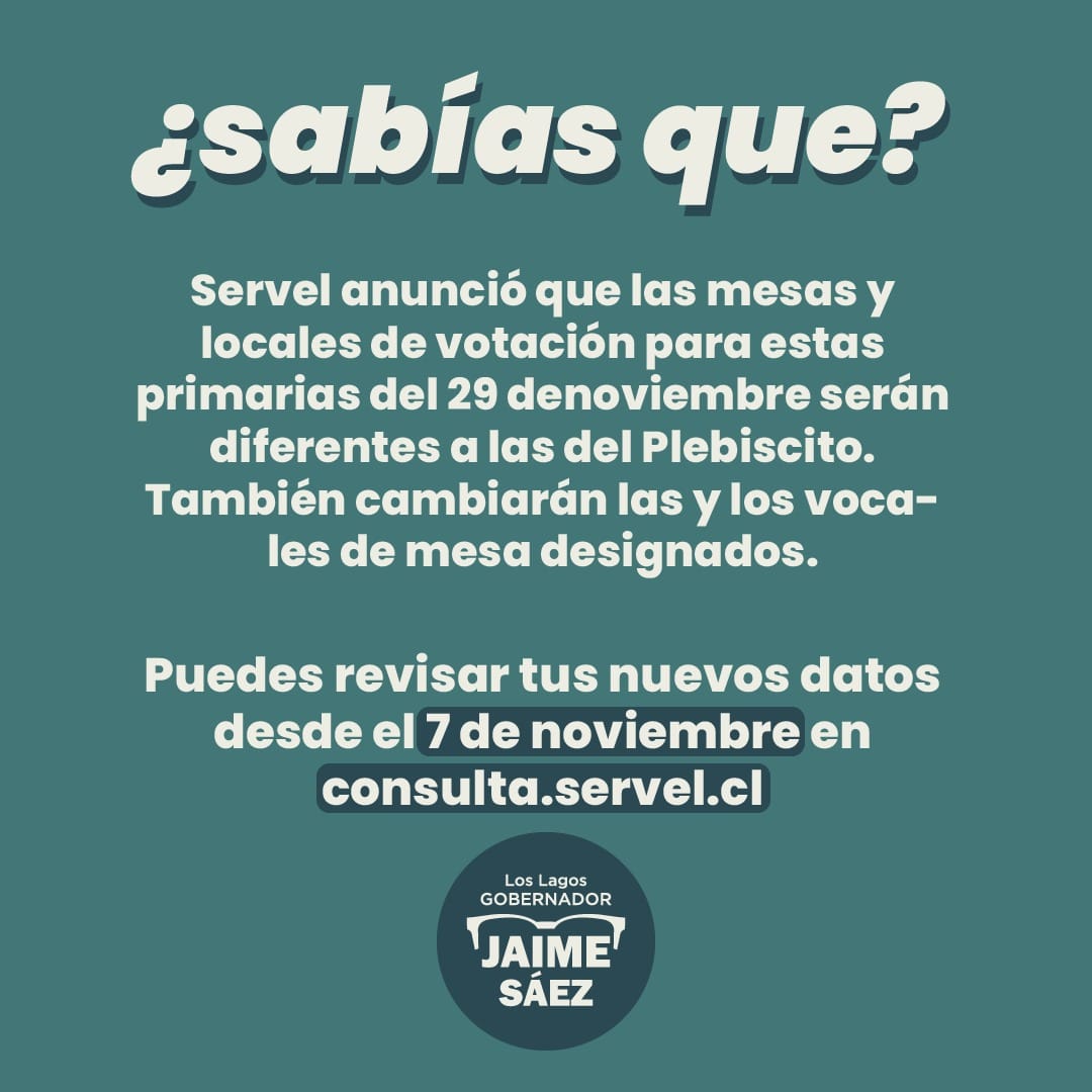 OJO que cambiaron los lugares de votación y vocales de mesa para estas primarias